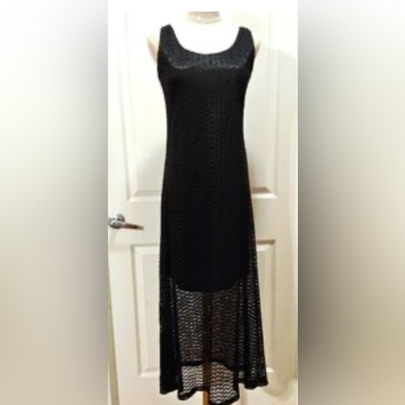 Baciano Dresses & Skirts - EUC Baciano Lace‎ Overlay Maxi Sleeveless Black Dress